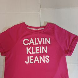Women's Calvin Klein Sweatshirt Size Large Crop Top Short Sleeve