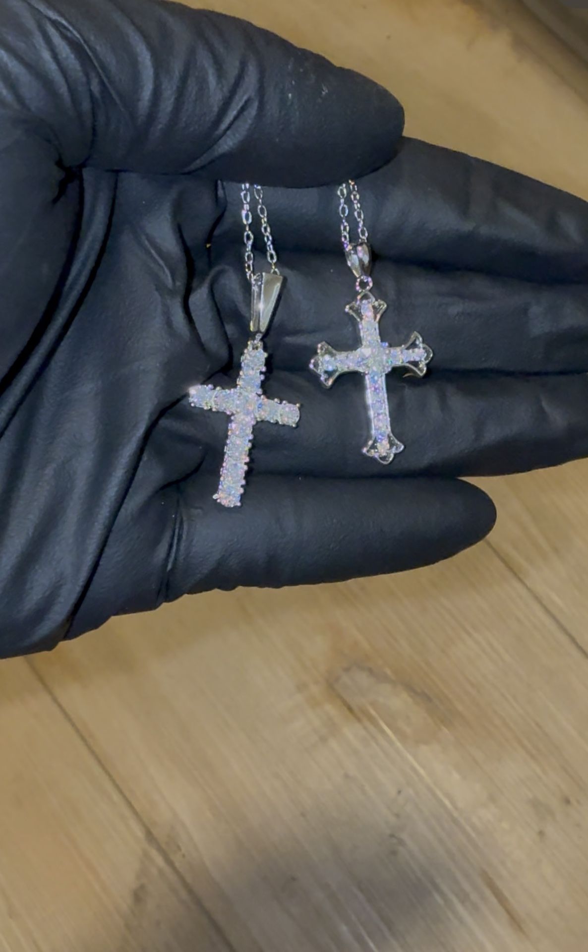 Moissanite VVS Cross Pendant Necklace Rope Chain