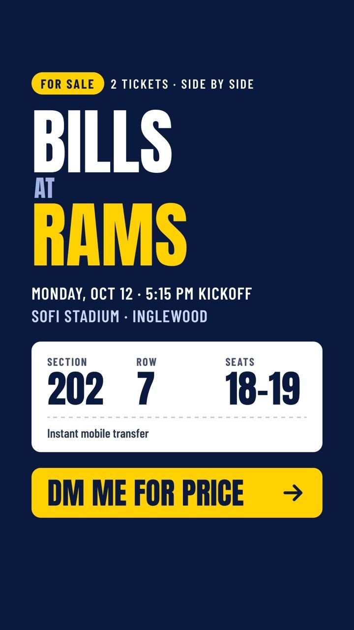 Bills v Rams - Sec 202, Row 7 (2 Tickets) for Sale in Wilmington, CA ...
