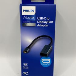Philips Elite 8K USB-C to DisplayPort Adapter Ultra High Definition Travel Size