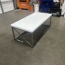 White & Chrome Coffee Table