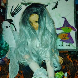 Dark to Silver Ombre Doll Wig