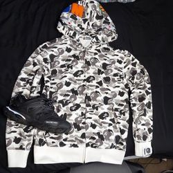 brand new BAPE white camo hoodie size medium