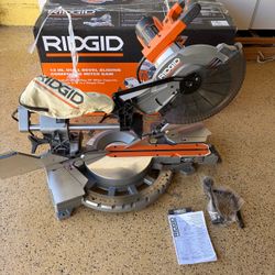 RIDGID 15 Amp Corded 12 in. Dual Bevel Sliding Miter Saw with 70 Deg. Miter Capacity and LED Cut Line Indicator