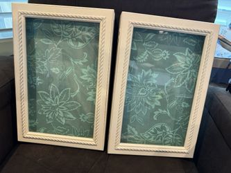 2 Wood Shadowbox Frames White Magnetic Closure