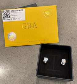 GRA Certified Moissanite Earrings .5 Carat 925 Sterling Silver