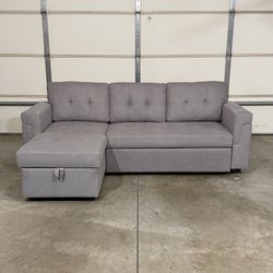 New Gray Sofa Bed Sectional / Couch with Chaise (Can Deliver)
