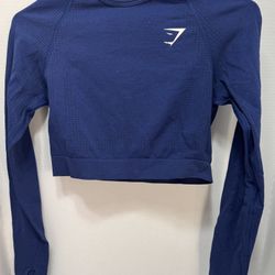 Gymshark Navy Cropped Seamless Long Sleeve Top