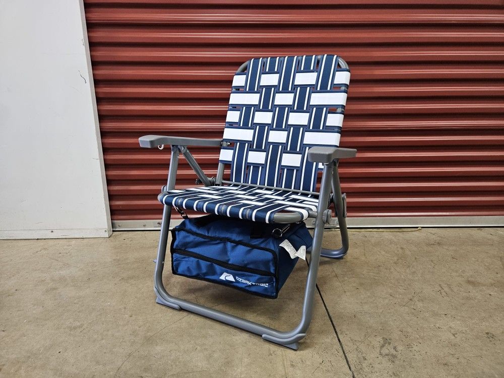 Ozark Trail Folding Web Chair with Cooler- Blue