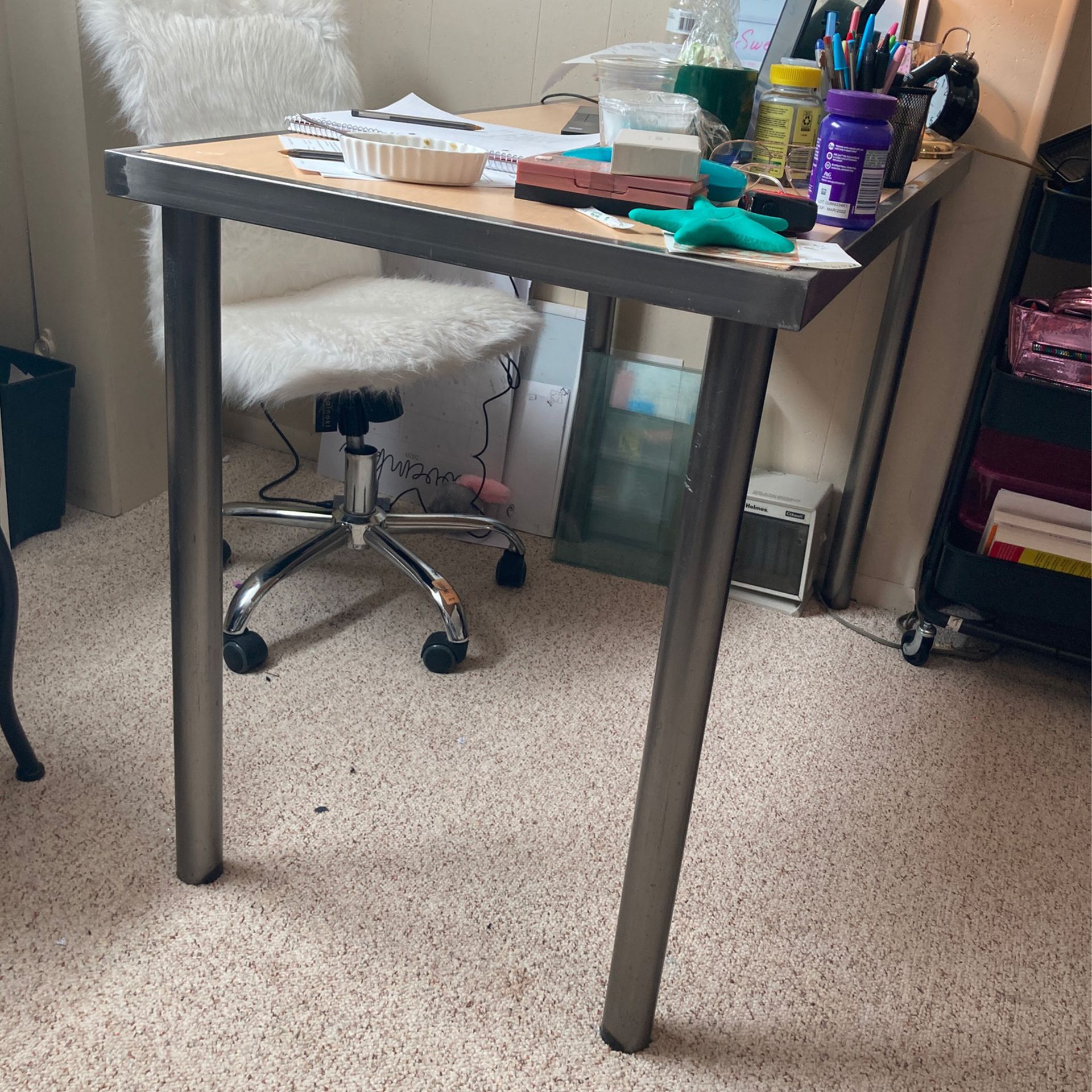 Wood And Metal Table/desk