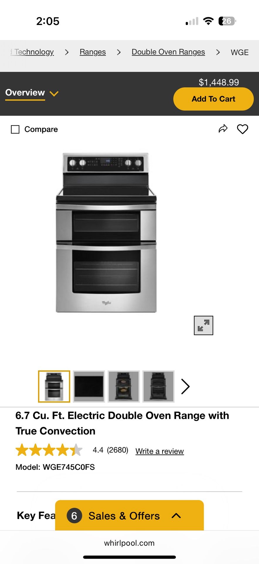 Whirlpool 6.7 Cu. Ft. Electric Stove