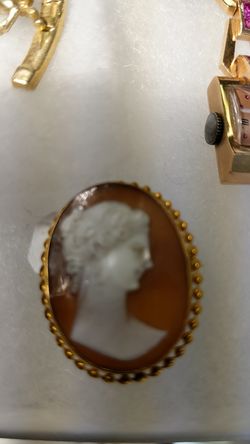 CAMEO 14K PENDANT PIN