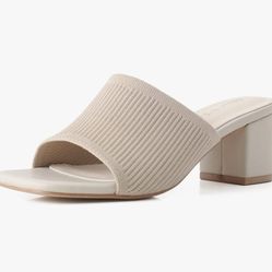 Size 6.5 Square Open Toe Heeled Mules Chunky Block