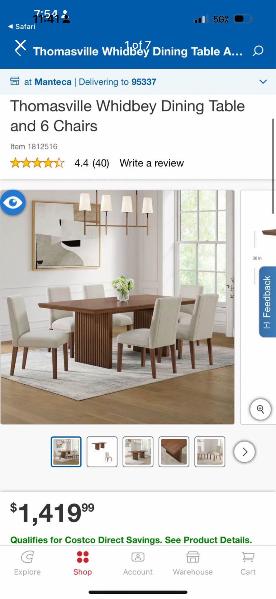 Whidbey Dining Table and 6 Chairs