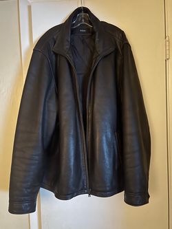Excellent Condition Dark Brown AFANI Real Leather Jacket Size L