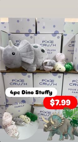 Dino plushie Triceratops Mom and Baby Stuffy Kids Toy 4pc