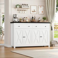 55" Large Kitchen Storage Cabinet with 2 Drawers