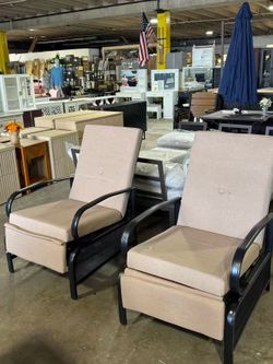 Outdoor Lounge Chair Patio Furniture Adjustable Recliner with Retractable Steel Frame and Removable Thick Cushions - Brown $299 for 2 pcs Pickup: 📍 3