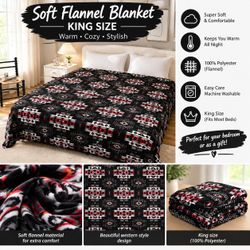 King Size Soft Flannel Blanket Western Pattern