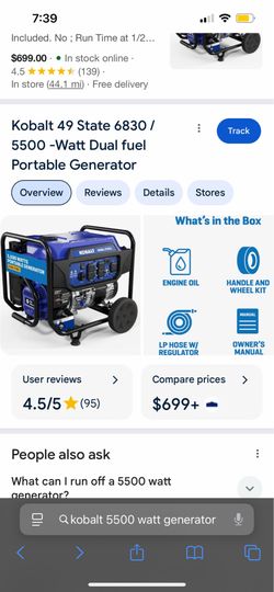 Kobalt Duel Fuel Generator
