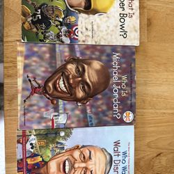 Set of eight WHO IS Books Walt Disney, Super Bowl and Michael Jordan   Who was Walt Disney Who is Michael Jordan What is the Super Bowl
