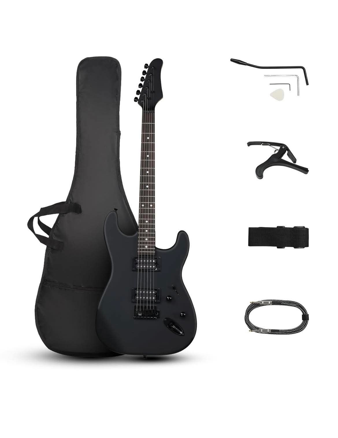 NEW IN BOX - Ktaxon 39 Inch Electric Guitar, Full Size Solid Body H-H Pickups 6 Strings Beginner Guitar Kit With Upgrade Cable & Guitar Capo, Tremolo