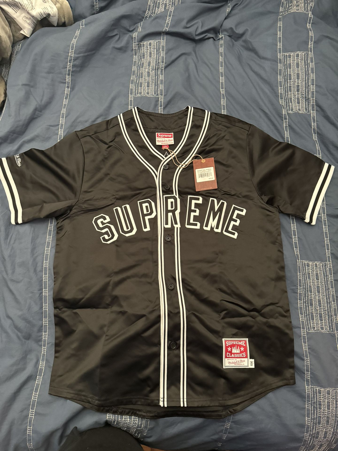 Supreme Satin Black Baseball Jersey (Medium) SS23 2023