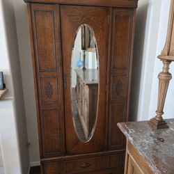 Free Standing Antique Wardrobe with Mirror