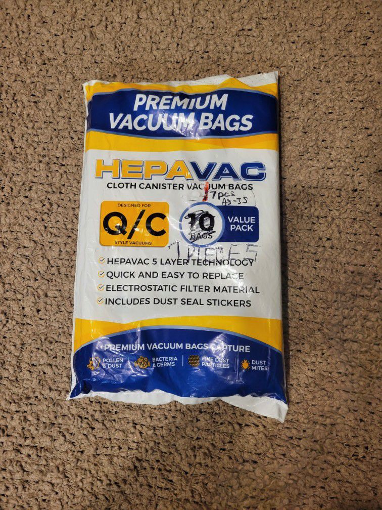HEPAVAC PREMIUM VACUUM BAGS FOR Q/C STYLE  7 PANTS 