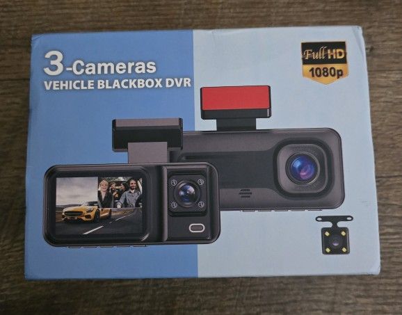 1080P Dash Camera for Car,3 Channel Dash Cam Front and Rear Inside G-Sensor, 3.16” IPS Screen, 24Hr Parking, 170°Wide Angle, Loop Recording