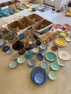 Large Lot of Vintage Colorful Ceramic Dinnerware
