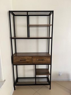 Modern Industrial Style Storage Shelf with Drawers