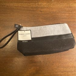 NEW Yankee Candle Co Zippered Clutch Makeup Cosmetic Gray Black Shimmer Bag 3838