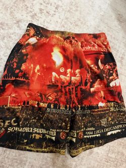 Supreme Soccer Crowd Print Mesh Shorts Red Small