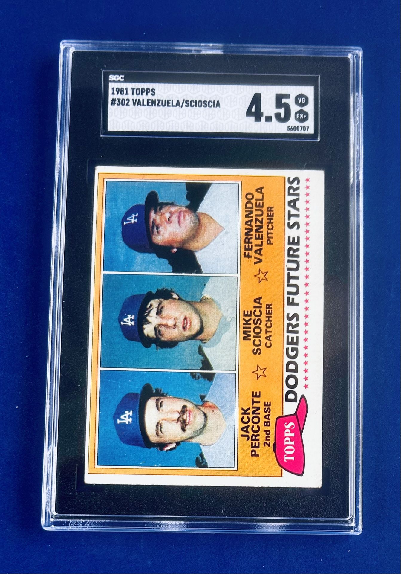1981 Topps Fernando Valenzuela Rookie Baseball Card Graded SGC 4.5