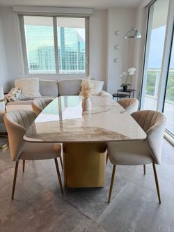 Modern dining table 63” with 4 chairs