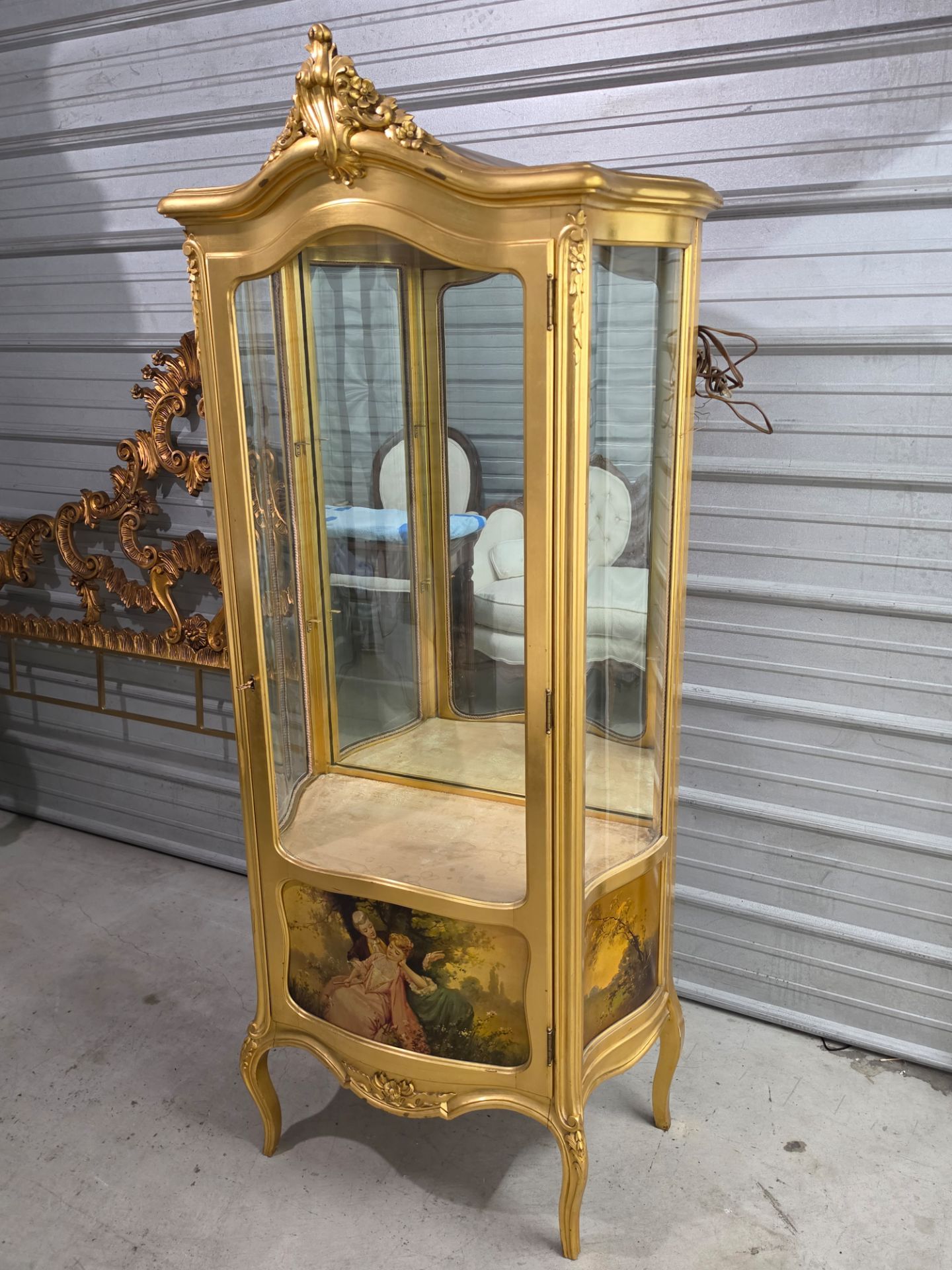 PENDING! Antique French Louis XV Style Hand-Painted Vitrine/Curio Cabinet