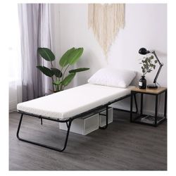 Brand new Portable Folding Bed Frame with Thick Memory Foam Mattress