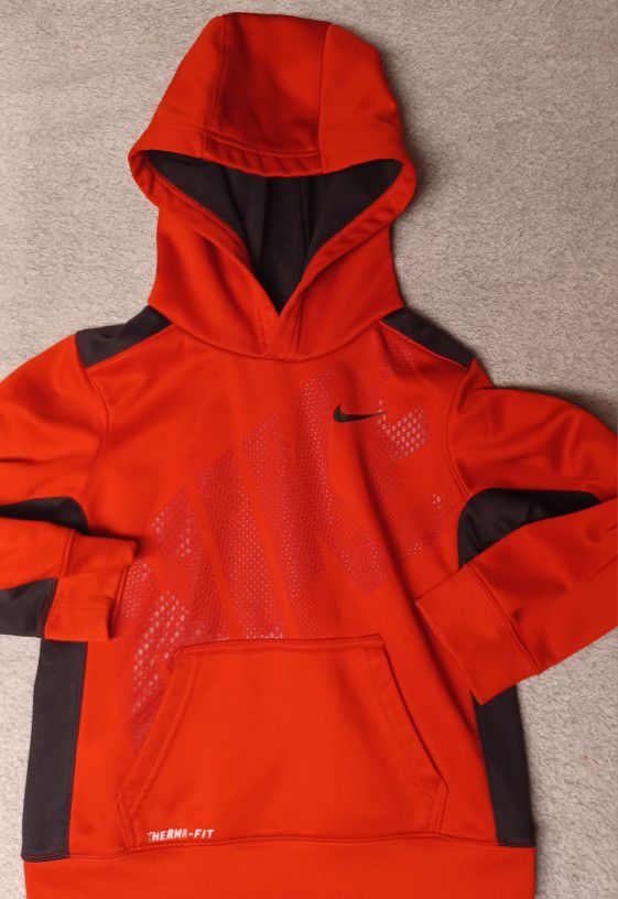 Youth Size Medium 5 Nike Hoodie Pullover Red Black Therma Fit