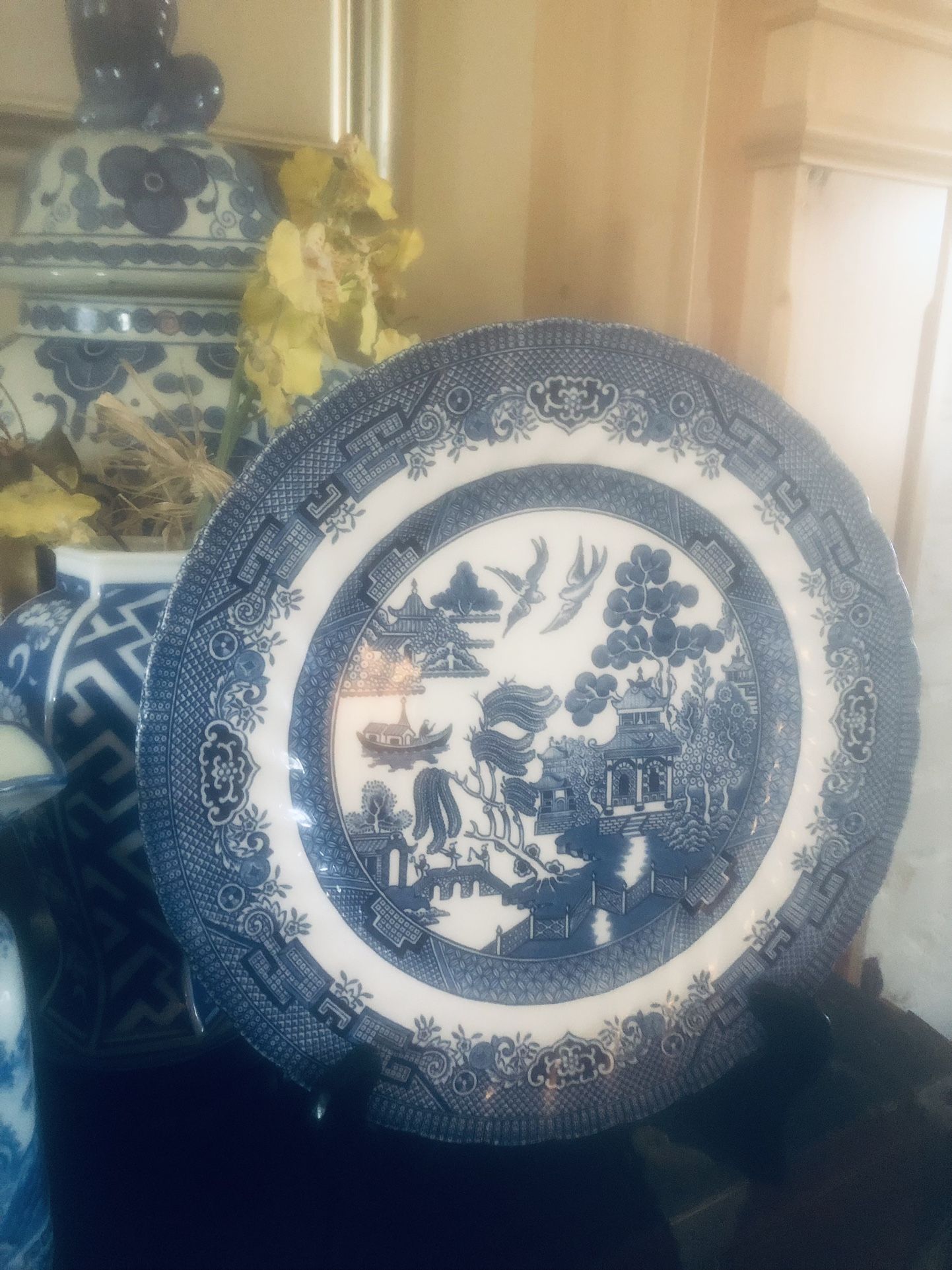 Two Beautiful Blue And White Plates Vintage Rare New