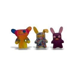 Small Fuggler 3-Pack Bundle 2.5" Mini Figures Rabbid Trio Rainbow Purple