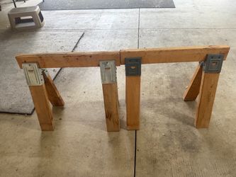 Pair of Heavy-Duty Wood Sawhorses – 2x4 Construction