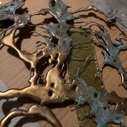 Handcrafted Copper Wall Art Set of 4– Natural Patina Abstract Metal Sculpture