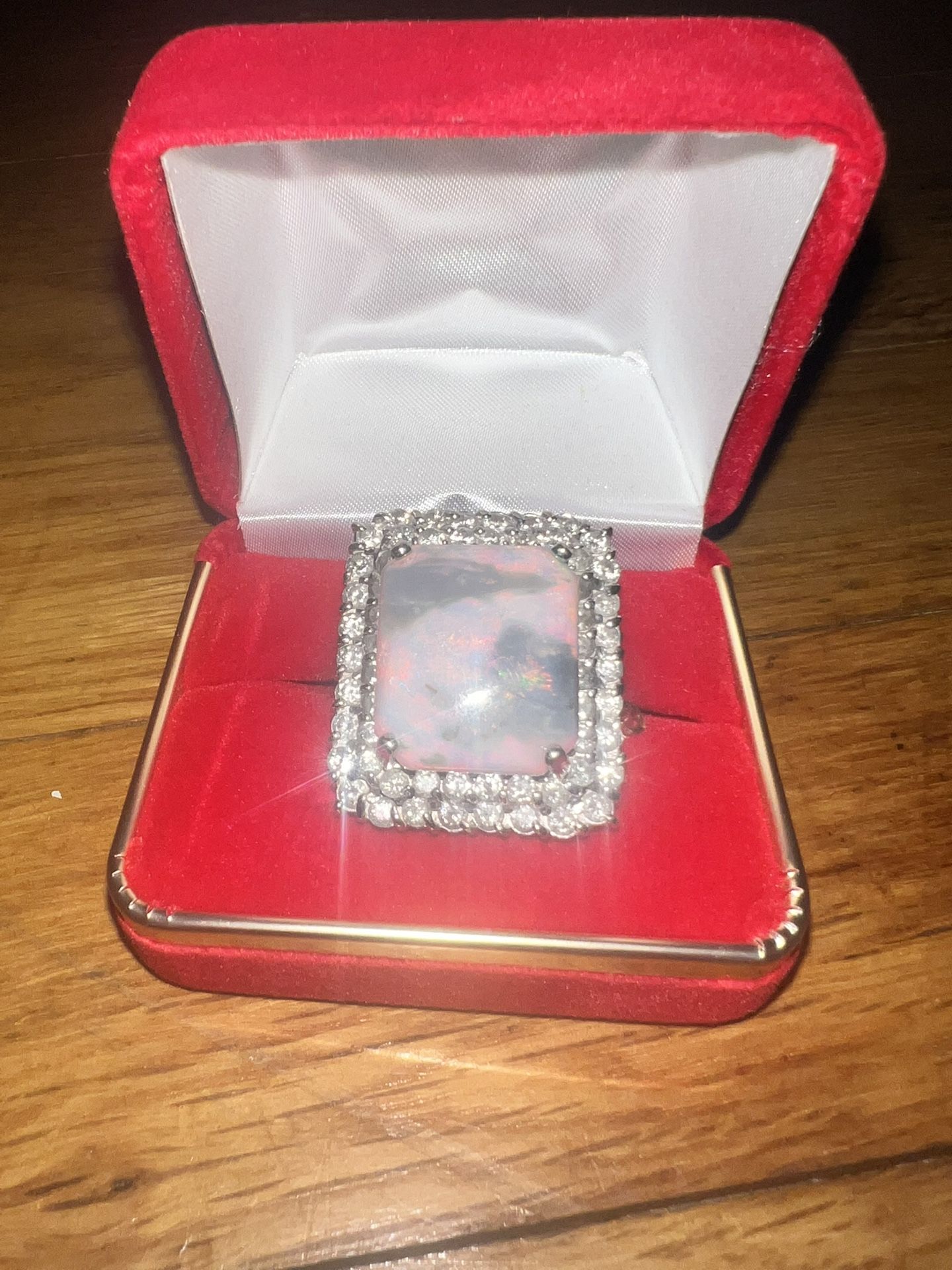 Huge 18k Opal And Diamond Ring