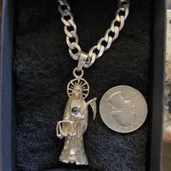 .925 Santa Muerte Chain And Pendant PRICE IS FIRM! 