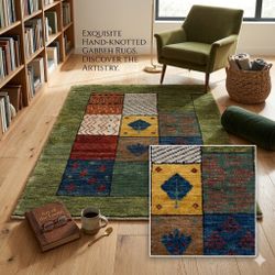 Hand-Knotted Gabbeh Rug - Multicolor-100% wool  Made in India