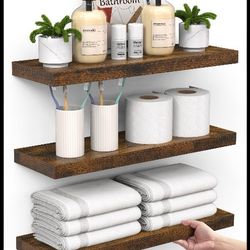 3 Floating Shelves Rustic Brown