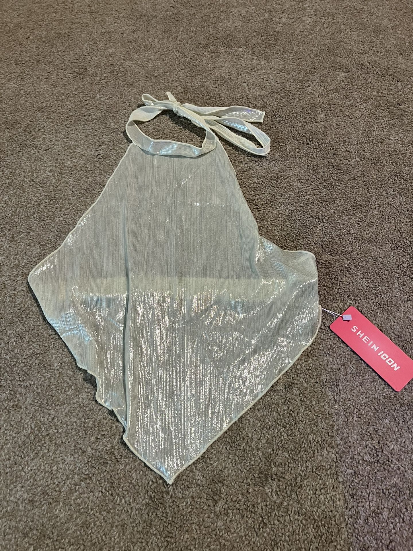 Women’s Silver Halter Neck Crop Top