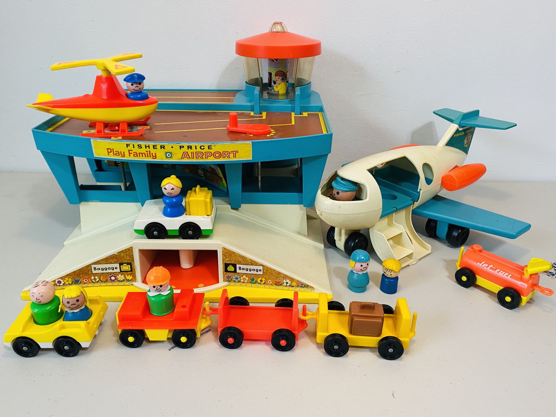 VNTG FisherPrice Play Family Airport 1972 #996 NearlyComplete W/Orig Pcs Wood LP