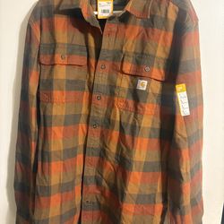 Carhartt Loose Fit Heavyweight Flannel Long-Sleeve Plaid Shirt